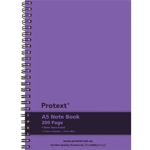 Protext Twin Wire Notebook A5 200 Page Purple